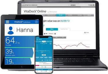 Medisana BS 440 цифрова вага-аналізатор тіла з додатком, чорна, до 180 кг, визначення жиру, води, м'язів і кісткової маси