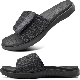 Чоловічі шльопанці ONCAI для душу та басейну з липучкою, відкриті пальці, спортивні, літні, для дому, відпочинку, м'яка гумова підошва, розмір 40-49, чорний
