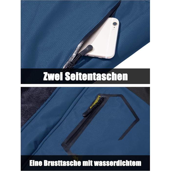 Чоловіча зимова куртка MAGCOMSEN з флісовою підкладкою, водонепроникна та вітронепроникна, тепла Softshell куртка для активного відпочинку з капюшоном (XXL, Коричневий)
