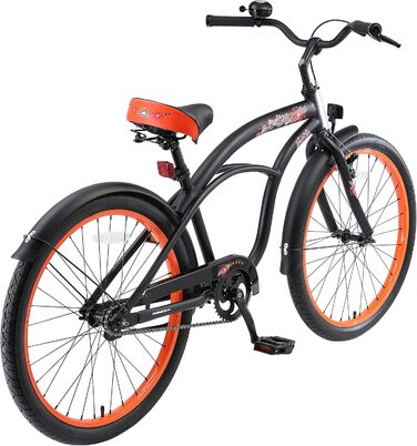 Дитяче велосипед BIKESTAR 24 дюйми для хлопчиків та дівчаток від 6 років | Круізер | Чорний колір