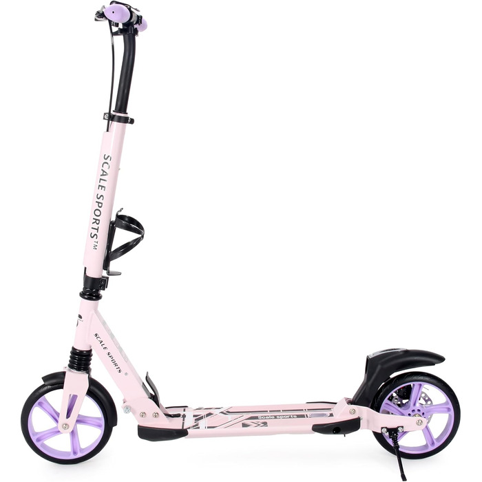 Самокат двоколісний складаний Kickscooter для дітей 8-12 років, підлітків та дорослих, фіолетовий: регульований кермо, колеса PU 200мм, дискове та ножне гальмо, ремінь для перенесення
