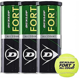 Тенісні м'ячі Dunlop Fort All Court, 9 штук (3x3), універсальні