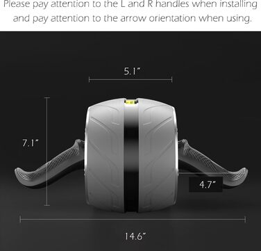 AB Wheel Roller A.F.N.A.L з пружинним опором, автоматичним відкатом, для тренування пресу, широкі колеса, фітнес для дому та спортзалу, Core Workout, силові тренування, жовтий колір