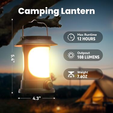 LED кемпінгова лампа-ліхтар у ретро стилі, регульована яскравість, тепле світло, для кемпінгу, саду, надзвичайних ситуацій, USB-зарядка