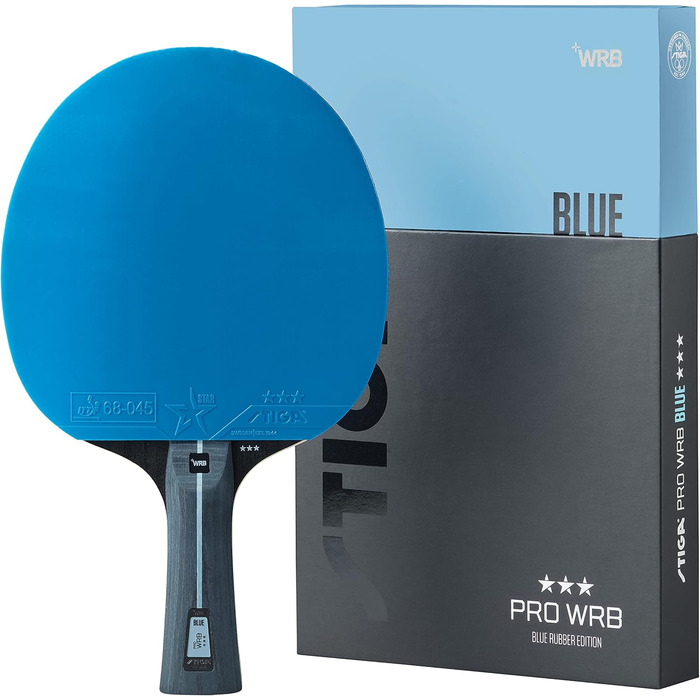 STIGA Настільний тенісний ракетка Pro WRB Blue Edition, 3-зіркова, з синім накладенням