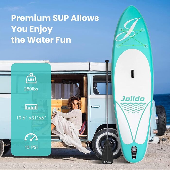 Надувна SUP-дошка Jolldo 320 см м'ятна для серфінгу