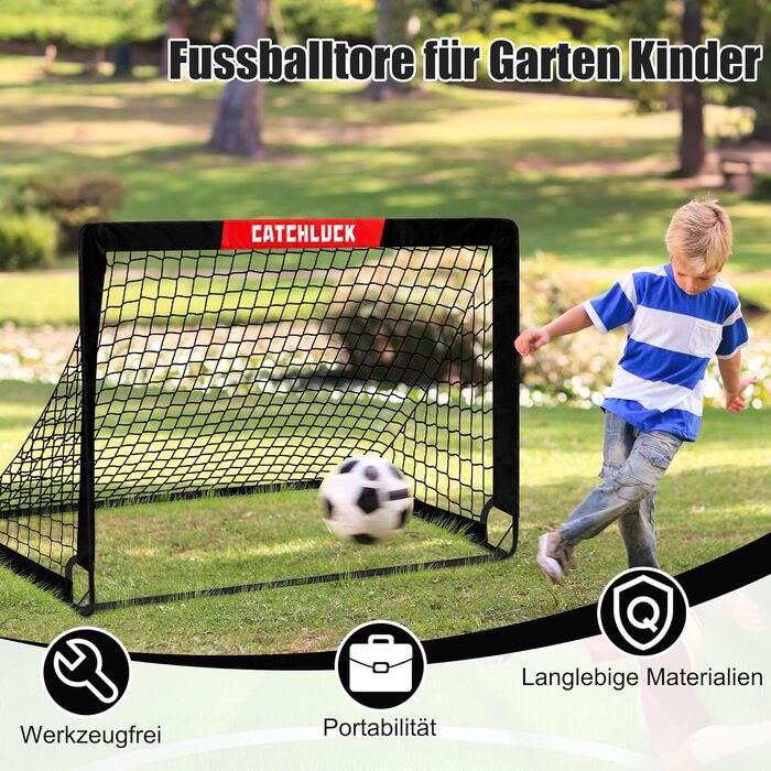 Дитячі футбольні ворота Pop Up, 2 шт. - ідеальні для гри в саду та на вулиці. Чорні, розмір 120x90x90 см, з сумкою для перенесення