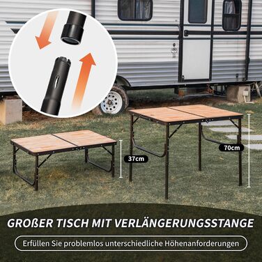Складний туристичний стіл Naturehike 90x60x37 см з регулюванням висоти, MDF, для кемпінгу, відпочинку на природі, саду та подорожей