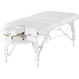 Складний масажний стіл Master Massage Montclair 79 см, дерев'яні ніжки, портативне масажне ліжко для косметології, білий колір