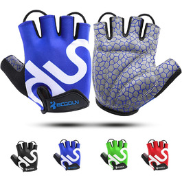 Рукавички для велосипеда чоловічі/жіночі літні - рукавички напівпальці для їзди на велосипеді, відпочинку, MTB, шосе, даунхілу, щоденних поїздок, велотуризму, каякінгу, роликів, вітрильного спорту, греблі. Колір: синій, розмір: M