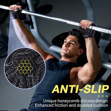 Фітнес рукавички ELLIEX для чоловіків та жінок: спортивні рукавички для тренувань, важкої атлетики, велоспорту, силових та кросфіт-тренувань (сірий, L)