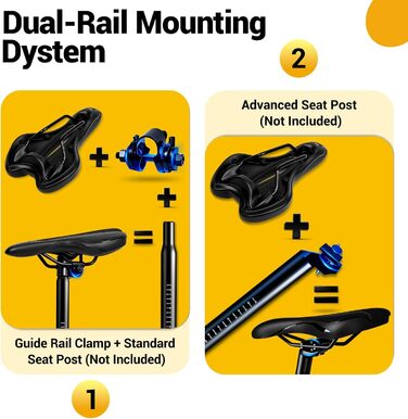 Зручний велосипедний сідло для чоловіків та жінок: широке, м'яке, гелеве, ергономічне. Підходить для MTB, Trekking, шосе, велотренажера, E-Bike. 27x16 см