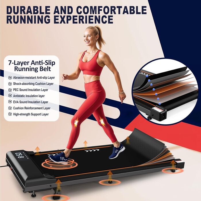 Бігова доріжка для дому Walking Pad з LED-дисплеєм, 2-в-1 для ходьби та бігу, пульт ДК, мотор 2.25HP, швидкість 1-6 км/год, гарантія 2 роки