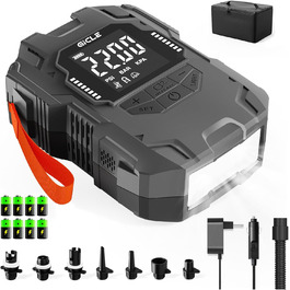 Акумуляторний насос для SUP, 22PSI, електричний, 12V DC, автоматичне відключення, 36W, Type C, для надувних SUP дощок, човнів, водного спорту (сірий)