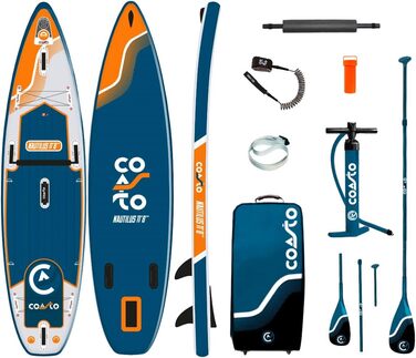 Надувна SUP-дошка COASTO Nautilus 11.8 для серфінгу та веслування, 355x86 см, із веслом, ISUP