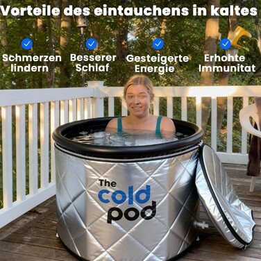 Ейсбад Тонне для атлетів з криотерапією, портативна ванна для льоду, Cold Pod, 75 см, з кришкою