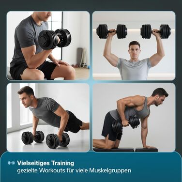 Штанга Skandika Hanteln Paino, регульована: гантелі, штанга, гиря, 1.5-24 кг. Набір гантелей для дому та спортзалу.