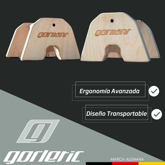 Gorilant – Набір для підтягувань і каллістеніки: еластичні фітнес-стрічки, дерев'яні паралетси 45 см, для тренувань на вулиці, кросфіту та прогресій