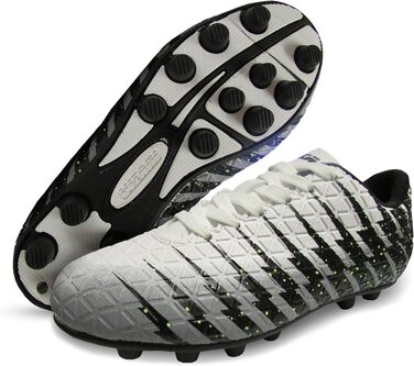Дитячі футбольні бутси Vizari FG | Бутси для футболу для хлопчиків та дівчаток | Outdoor Soccer Cleats Turf Football Boots | Білі, чорні, срібні (31.5 EU)
