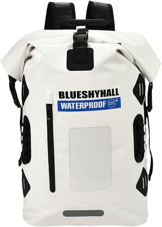 Водонепроникний рюкзак Blueshyhall - містка сумка, спортивна торба, Dry Bag, ролтоп - для водних видів спорту, кемпінгу (білий, 35 л)