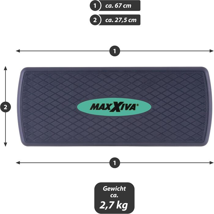 Аеробний степ-платформа MAXXIVA, регульована висота, 80x30,5 см або 67x27 см, бірюзова, для фітнесу та тренувань вдома