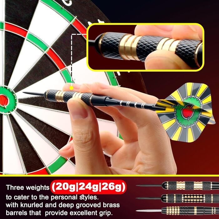 Дарти Alyoen 12 шт. металеві, 20/24/26 г, професійні, комплект з алюмінієвими стержнями, пір'ями, точилом, захистом та гумовими кільцями