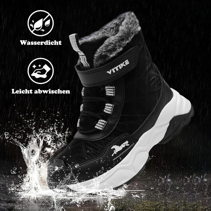 Дитячі зимові черевики JMFCHI для хлопчиків та дівчаток: трекінгові, туристичні, з теплим хутром, чорні, 37 EU