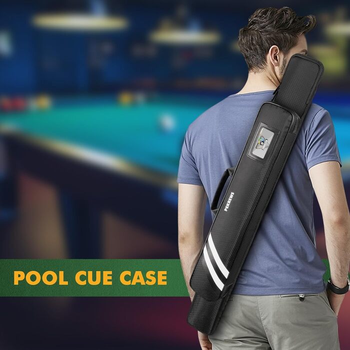 Чохол для більярдного кия (1/2) з ручкою та ремінцем, чорний. М'який футляр для кия з підсумком на блискавці, підходить для жінок та чоловіків.