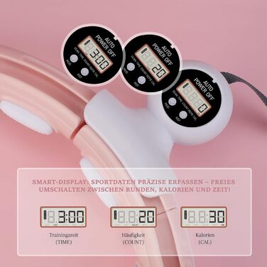 Розумний фітнес-обруч LEAFIA з лічильником, магнітними дисками та 16 регульованими секціями, рожевий - для схуднення та фітнесу для дітей та дорослих