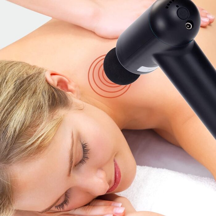 Масажний пістолет Melissa 16770048 з LCD, акумуляторний, 4 насадки, чорний