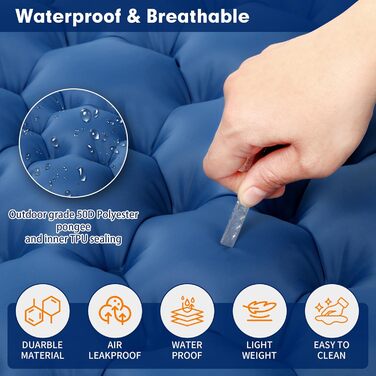 Каремат HiiPeak Isomatte самонадувний туристичний, з інтегрованими подушками, для кемпінгу, блакитний (подвійний)