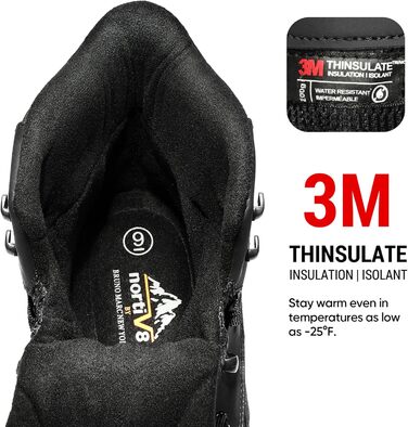 Чоловічі зимові черевики NORTIV 8 для активного відпочинку, чорні, водонепроникні, ізольовані