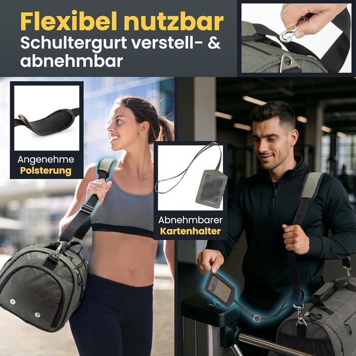 Спортивна сумка Heldenwerk® для жінок та чоловіків, 30л, 48 x 26 x 25 см. З відділенням для взуття та мокрих речей. Ідеальна для подорожей, тренувань, фітнесу.