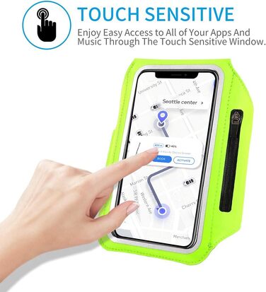 Спортивний браслет Haissky з кишенькою для навушників - рукав для телефону для iPhone 16 Pro Max/15 Pro/14/13 Pro/12 Plus, Huawei P70 Pro/P60 Pro/Mate 60, Xiaomi, Galaxy (до 6.9 дюймів) - сірий/зелений