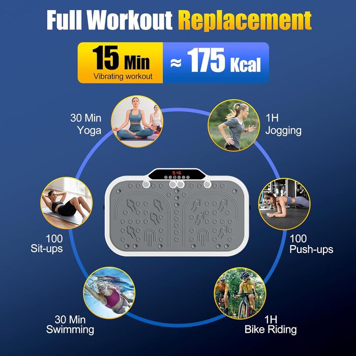Віброплатформа для дому 2025: тренажер для схуднення та м'язового тонусу, 200 рівнів інтенсивності, 58 см, до 150 кг