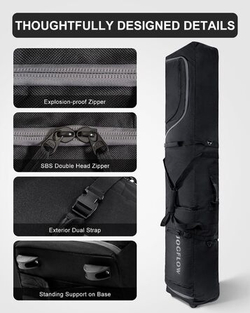 Скі-сумка Skitasche 360° з роликами, 1200D, чорна. Підходить для 175 см лиж