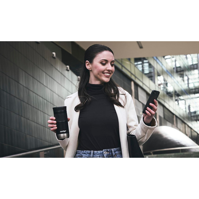 Термокружка Contigo Byron Snapseal 470 мл, нержавіюча сталь, Licorice - герметична, для кави, без BPA