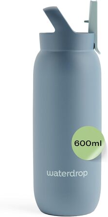 Універсальна термобутилка waterdrop® 600 мл з трубочкою – ізольована питна пляшка з нержавіючої сталі, 24 год тримає холод, 6 годин гаряче, не протікає та ударостійка, BPA Free, можна мити в посудомийці