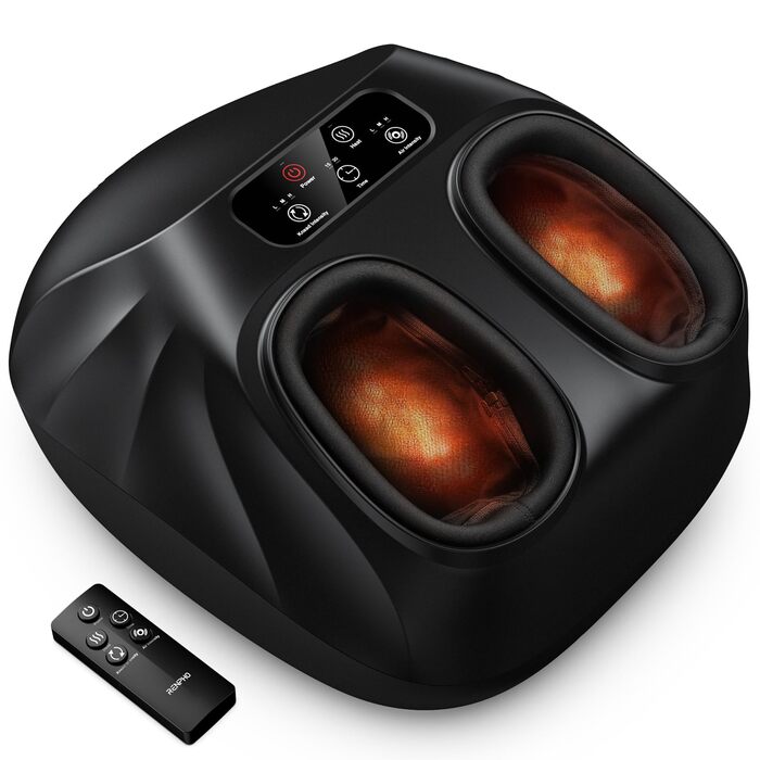Масажер для ніг RENPHO з підсвічуванням, Shiatsu, нагрів, пульт, для чоловічих ніг до 48 розміру ЄС, чорний 069R