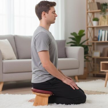 Банкетка для медитації Beeveer з товстим сидінням, бамбукова, складна, з магнітним замком, для йоги, подорожей, молитви та дзен-медитації