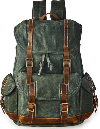 Чоловічий рюкзак з вощеного льону та шкіри Crazy Horse BRASS TACKS Leathercraft, водонепроникний, для ноутбука 15.6