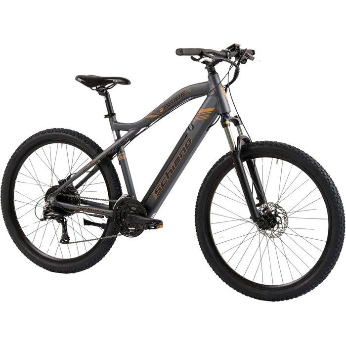 Електровелосипед F.lli Schiano Braver 27.5'' MTB, 36В 11.6Аг, 250Вт, знімний акумулятор, для чоловіків та жінок, сірий