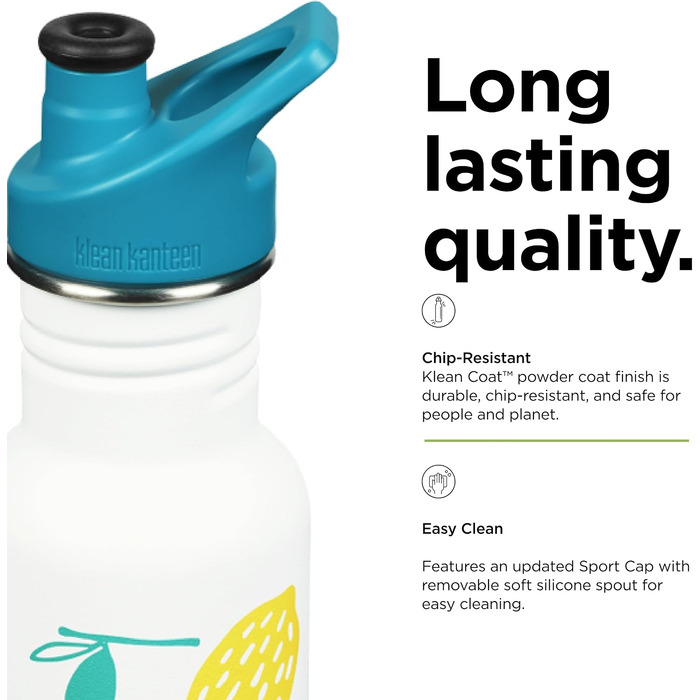 Сталева багаторазова пляшка для води Klean Kanteen (Lemons), унісекс, 1008925