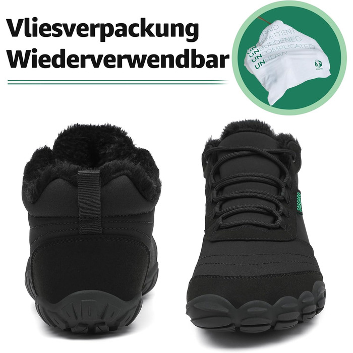 Зимові шкарпетки-тапки без шнурів SAGUARO для жінок та чоловіків, тепла підкладка, розмір EU 36-48, чорний