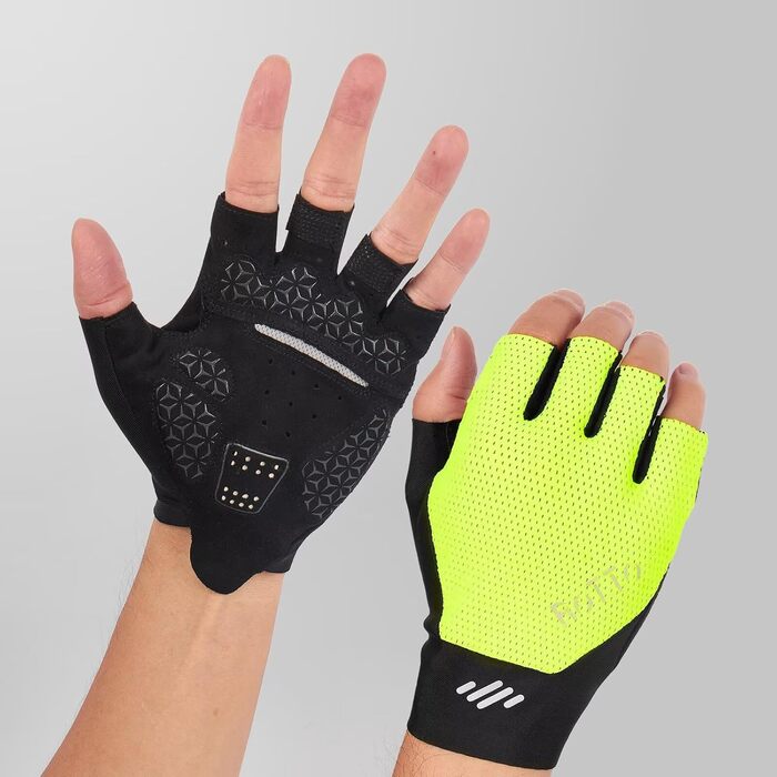 ROTTO Велосипедні рукавички напівпальці, посилені, для шосе, гірського велосипеда, їзди, унісекс (неоновий жовтий, M)
