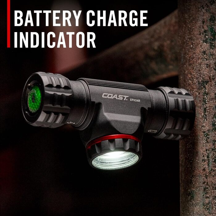Coast XPH34R: Акумуляторна LED-ліхтарик на лоб з магнітною основою, 2075 люмен, чорний