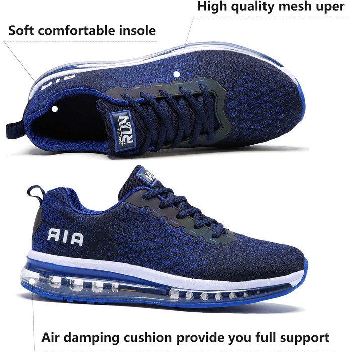 Кросівки для бігу Azooken: чоловічі та жіночі, для занять спортом, джогінгу, тенісу, бігу по вулицях, повсякденного носіння, активного відпочинку, фітнесу, трейлраннінгу. Розміри 36-47. Колір: білий, синій.