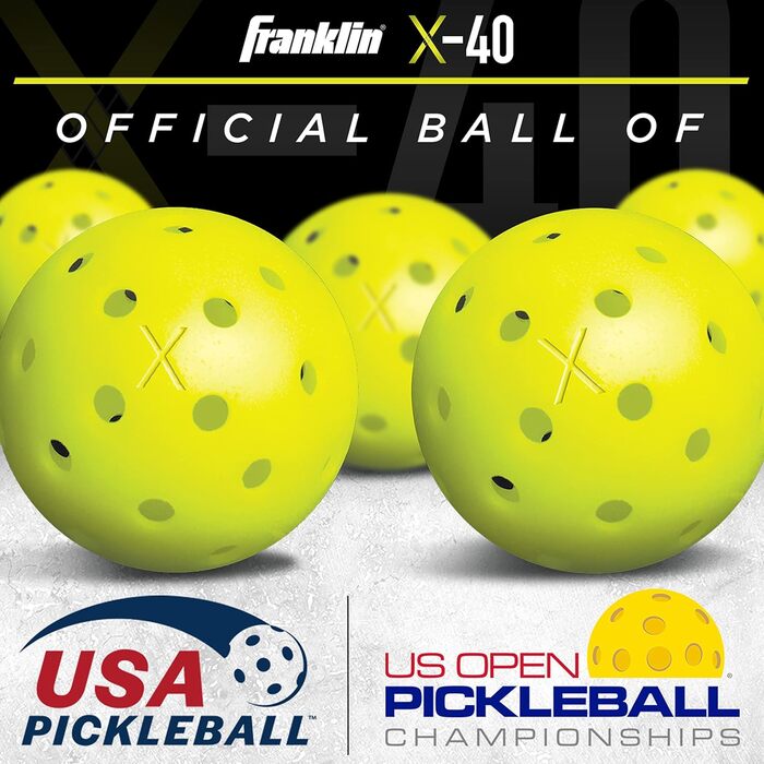 Набір для піклболу Franklin Sports: 2 ракетки Dolch зі скловолокна та 4 м’ячі X-40, сертифікований USAPA, для 2 гравців