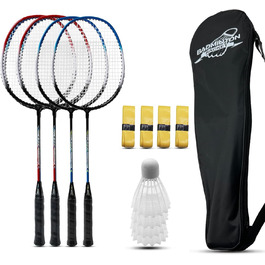Набір для бадмінтону Magicorange 4 шт. для ігор на вулиці, включає 4 ракетки, 4 волани, 4 накладки на ручку та 1 сумка. Червоний та зелений (синій та червоний)