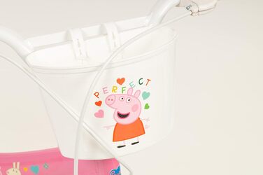 Дитячий велосипед Peppa Pig 14 дюймів з допоміжними колесами, кошиком і сидінням для ляльки, для дітей 4-6 років, кольоровий